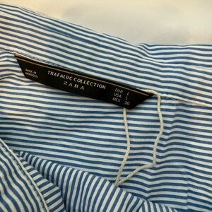 Zara Trafaluc Blue and White Striped Blouse